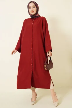 Oversized Long Shirt with Wide Sleeves Burgundy