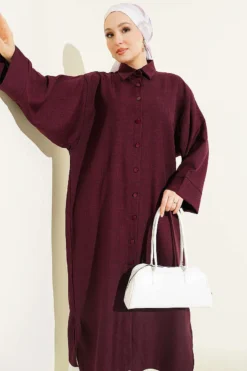 Alternative view of Oversized Long Shirt with Wide Sleeves Plum