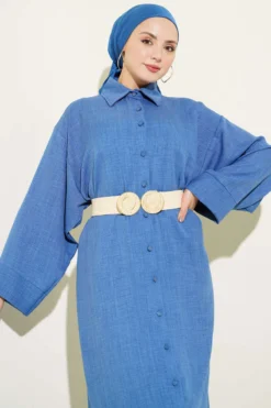 Alternative view of Oversized Long Shirt with Wide Sleeves Blue