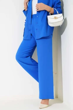 Wide Leg Elastic Waist Pants Benetton