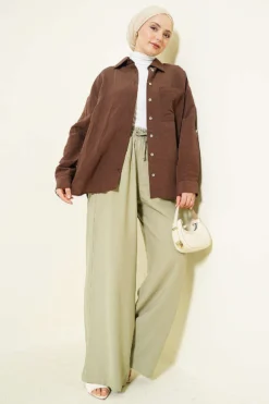 Alternative view of Wide-Leg Elastic Tencel Pants
