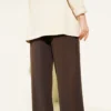 Wide Leg Palazzo Fabric Trousers Brown all'ingrosso pants view 3 - Hicabistan fabbrica Turchia