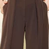 Wide Leg Palazzo Fabric Trousers Brown all'ingrosso pants view 4 - Hicabistan fabbrica Turchia