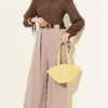Wide Pleat Detailed Fabric Trousers Mink en gros pants view 2 - Hicabistan usine Turquie