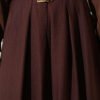 Pleated Skirt with Wide Belt Detail Brown groothandel skirt view 4 - Hicabistan Turkije fabriek