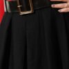 Pleated Skirt with Wide Belt Detail Black wholesale skirt view 4 - Hicabistan Turkey factory