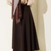 Wide Belted Zipper Skirt Brown wholesale skirt view 3 - Hicabistan Turkey factory