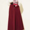 Wide Belted Pleated Tencel Skirt Burgundy wholesale skirt view 3 - Hicabistan Turkey factory