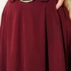 Wide Belted Pleated Tencel Skirt Burgundy wholesale skirt view 4 - Hicabistan Turkey factory