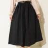 Wide Belted Poplin Skirt Black Großhandel skirt - Hicabistan Türkei Fabrik