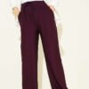 Wide-Leg Elastic Waist Pants Plum