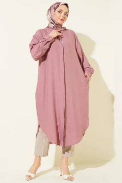 Alternative view of Hidden Button Pocket Long Shirt