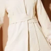 Hidden Button Self-Belted Shirt Beige groothandel shirt view 4 - Hicabistan Turkije fabriek