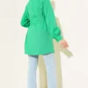Hidden Button Self-Belted Shirt Green all'ingrosso shirt view 3 - Hicabistan fabbrica Turchia