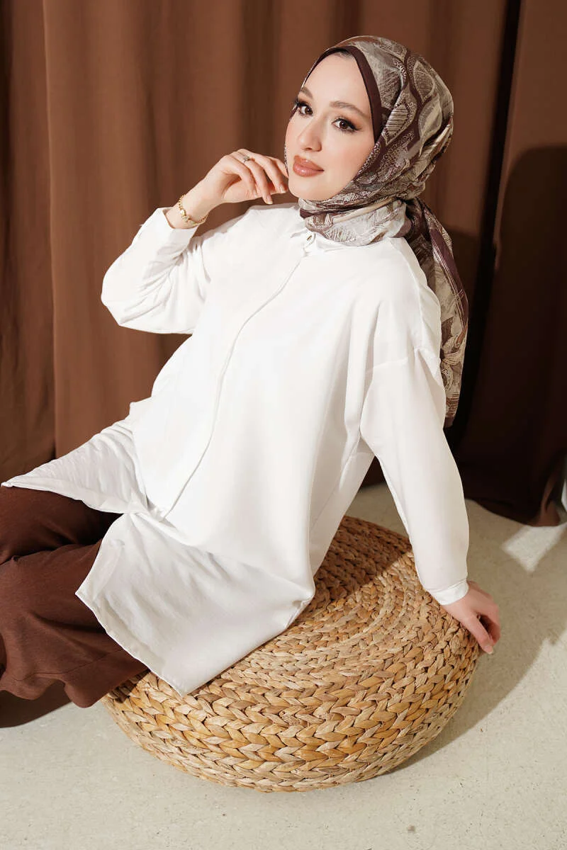 Hidden Button Modal Shirt White