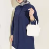 Hidden Button Modal Shirt Navy Blue