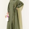 Long Tunic Set with Hidden Button and String Detail Khaki