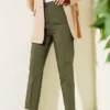 Hidden Zipper Slim Fit Pants Khaki