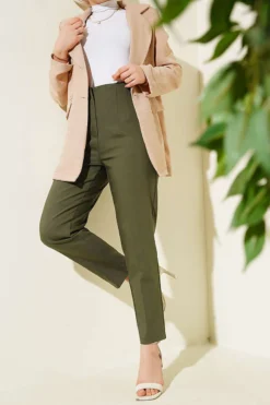 Alternative view of Hidden Zipper Slim Fit Pants Khaki