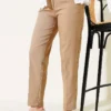 Hidden Zipper Slim Fit Pants Mink