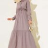 Hidden Half-Button Dress Mink