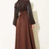 Balloon Sleeve Evening Dress with Gold Accessories Brown Großhandel dress view 3 - Hicabistan Türkei Fabrik