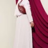 Cape with Skirt Set with Gold Accessories Pink wholesale clothing set view 3 - Hicabistan Turkey factory