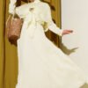 Cape with Skirt Set with Gold Accessories Yellow wholesale clothing set - Hicabistan Turkey factory