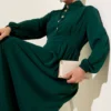 Dress with Gold Button Detail Emerald wholesale dress view 2 - Hicabistan Turkey factory