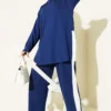 Buttoned Two-Piece Set Navy Blue