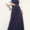 Buttoned Belted Dress Navy Blue Großhandel dress - Hicabistan Türkei Fabrik