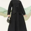 Buttoned Parachute Skirt Set Black wholesale clothing set view 2 - Hicabistan Turkey factory