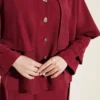 Gold Buttoned Cloak with Tensel Skirt Set Burgundy Großhandel clothing set view 4 - Hicabistan Türkei Fabrik