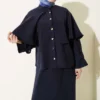 Gold Buttoned Cloak with Tensel Skirt Set Navy Blue Großhandel clothing set view 2 - Hicabistan Türkei Fabrik