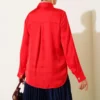 Buttoned Satin Shirt Red all'ingrosso shirt view 3 - Hicabistan fabbrica Turchia