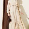 Buttoned Tie Modal Dress Beige