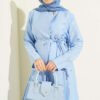 Belted Pleated Skirt Two-Piece Set Baby Blue wholesale clothing set view 2 - Hicabistan Turkey factory
