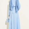 Belted Pleated Skirt Two-Piece Set Baby Blue wholesale clothing set view 3 - Hicabistan Turkey factory