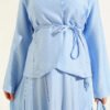 Belted Pleated Skirt Two-Piece Set Baby Blue wholesale clothing set view 4 - Hicabistan Turkey factory