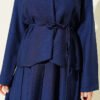 Belted Pleated Skirt Two-Piece Set Navy Blue wholesale clothing set view 4 - Hicabistan Turkey factory