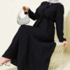 Belted Pleated Skirt Two-Piece Set Black wholesale clothing set - Hicabistan Turkey factory