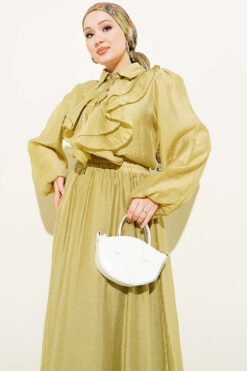 Alternatieve weergave van Gold Button Front Ruffled Skirt Set Gold