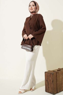 Vue alternative de Buttoned Side-Tie Kimono Brown