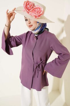 Buttoned Side-Tie Kimono Lilac