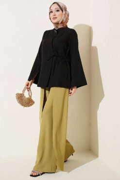 Vue alternative de Buttoned Side-Tie Kimono Black