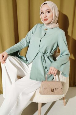Buttoned Side-Tie Kimono Gold