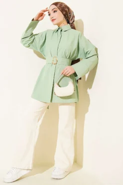 Alternative view of Shirt with Hidden Buttons and Gold Buckle Gold