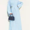 Dress with Gold Buckle and Detail Baby Blue wholesale dress - Hicabistan Turkey factory