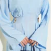 Dress with Gold Buckle and Detail Baby Blue all'ingrosso dress view 4 - Hicabistan fabbrica Turchia