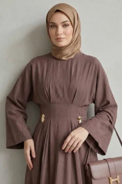 Alternative view of Dress with Gold Buckle and Detail Brown